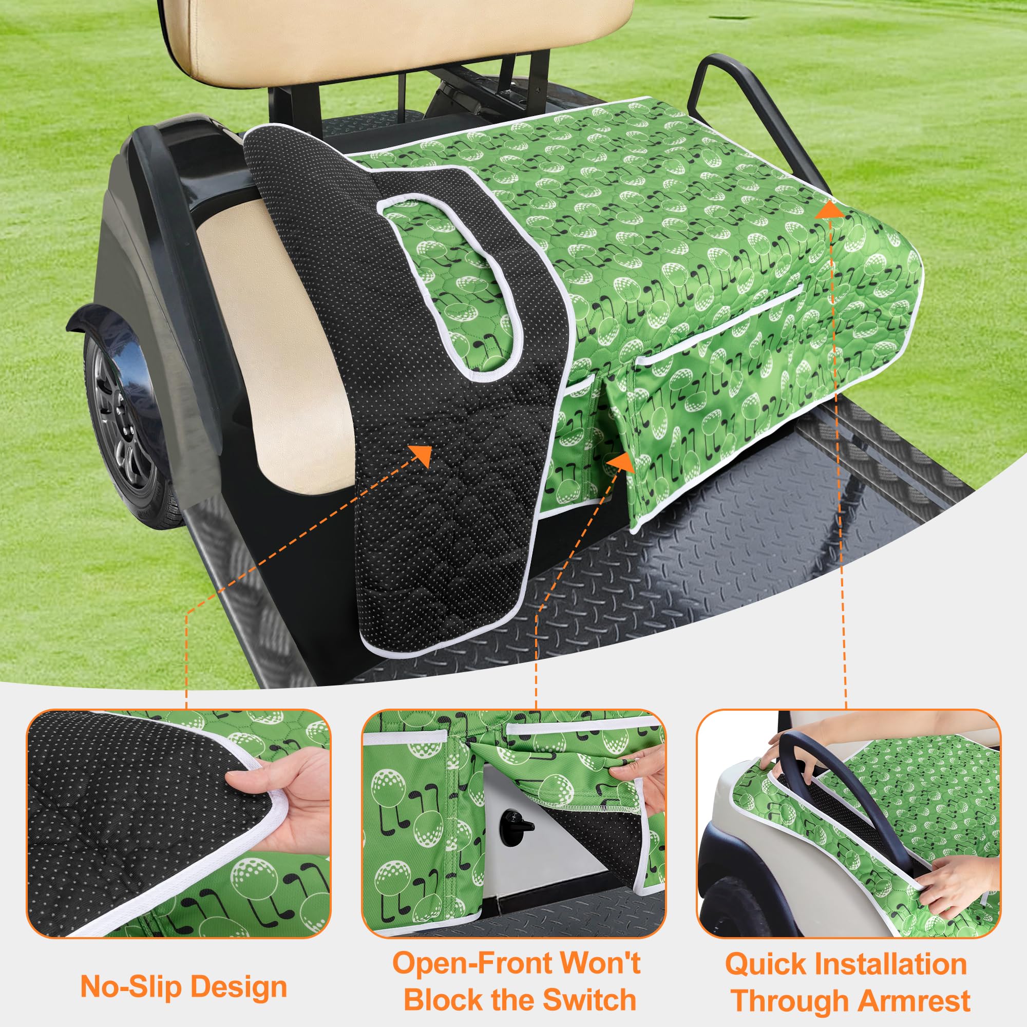 ゴルフカート用シートカバー⛳+雨用カバーリバーシブル　アンチピリングフリース黒 ゴルフカート用シートカバー⛳+雨用カバー 一体型リバーシブル