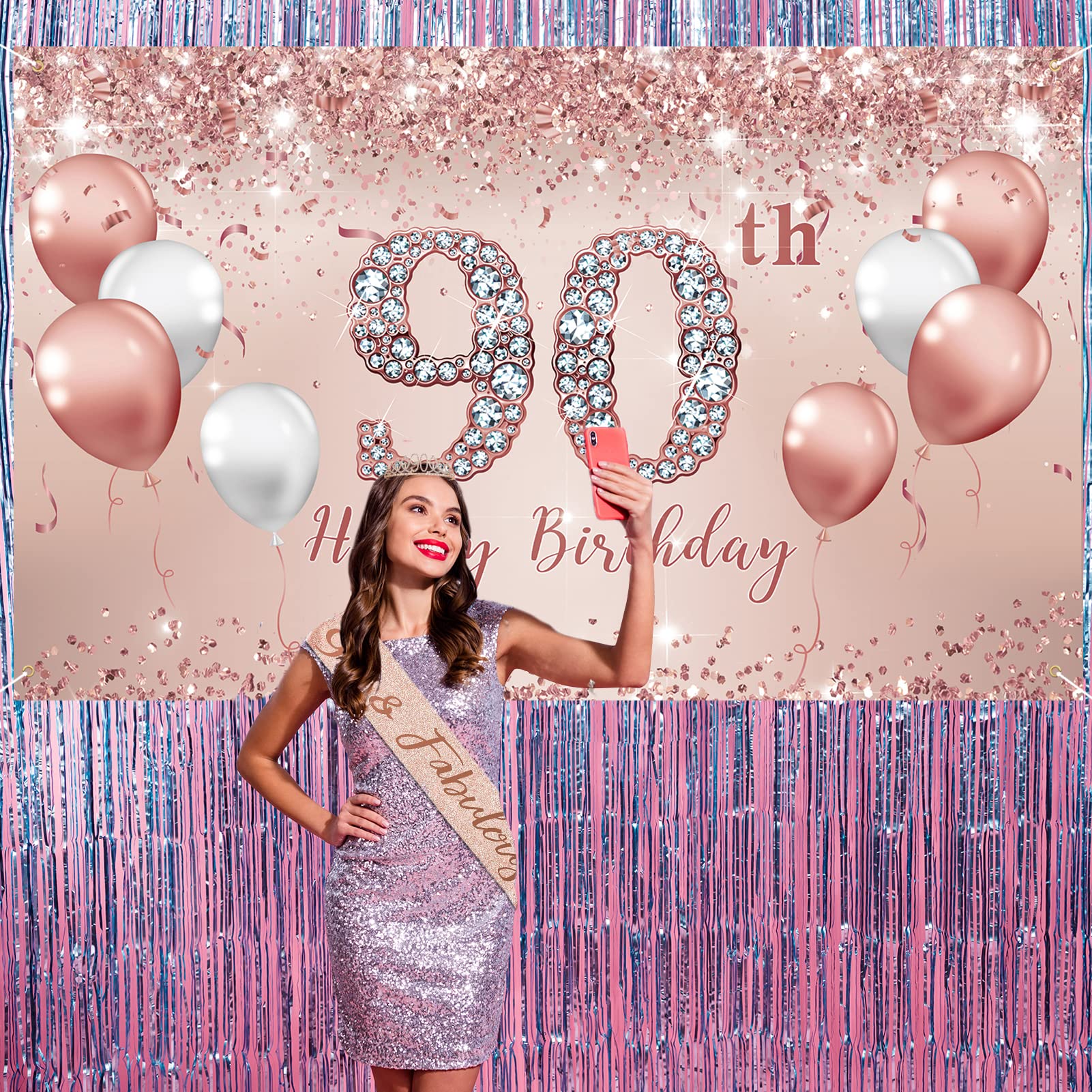 90th Birthday Tiara and Cake Topper 90th Birthday Cake Topper, 90 Years Cake Topper, Birthday  main image 2