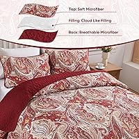 Vista 87 de DJY Juego de edredón de cachemira marrón, tamaño Queen, juego de colcha bohemia de 3 piezas, ropa de cama de microfibra suave y ligera con estampado