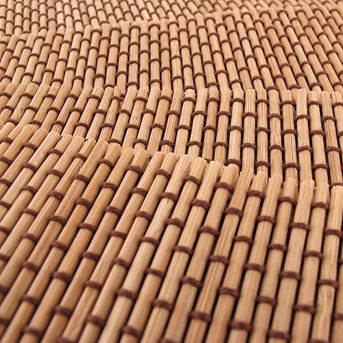 Miniatura 4 de BambooMN Mantel individual de bambúalfombrilla de sushi - 18.5" x 13" - Marrón con cuerda, 4 piezas