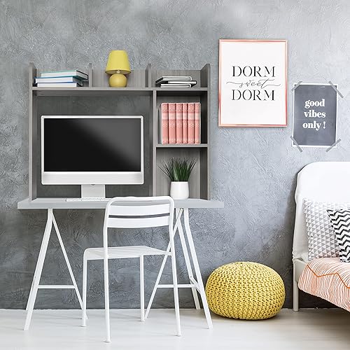 Miniatura 6 de GlossyEnd Organizador de estantería de escritorio de madera, resistente y elegante, soporte de almacenamiento de oficina, organizador de escritorio,