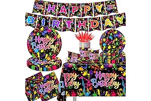 Glow in The Dark Splatoon Birthday Party Plates and Decorations