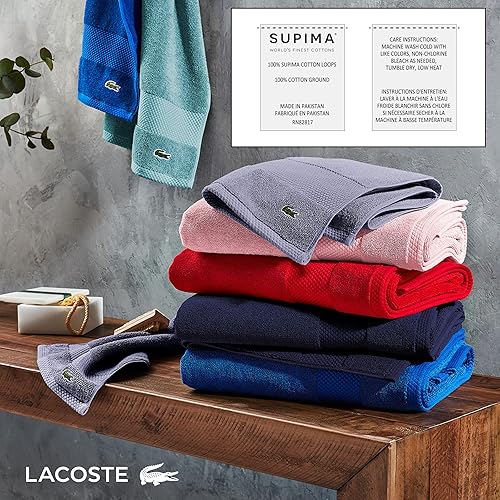 Miniatura 4 de Lacoste Heritage - Tapete para la ducha de algodón Supima, azul surf, 21 x 31 pulgadas