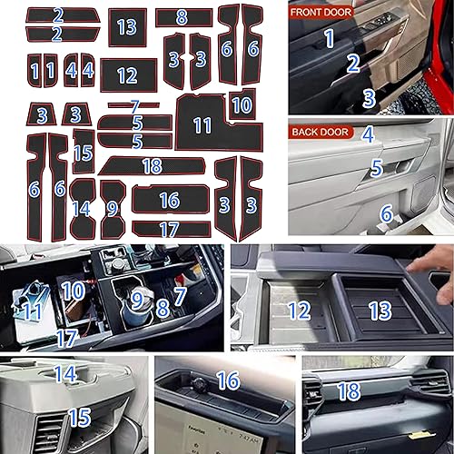 Miniatura 6 de SENSHINE Forros personalizados para accesorios Toyota Tundra 2022 2023 para portavasos tapetes de forro de consola central kit de forros de bolsillo