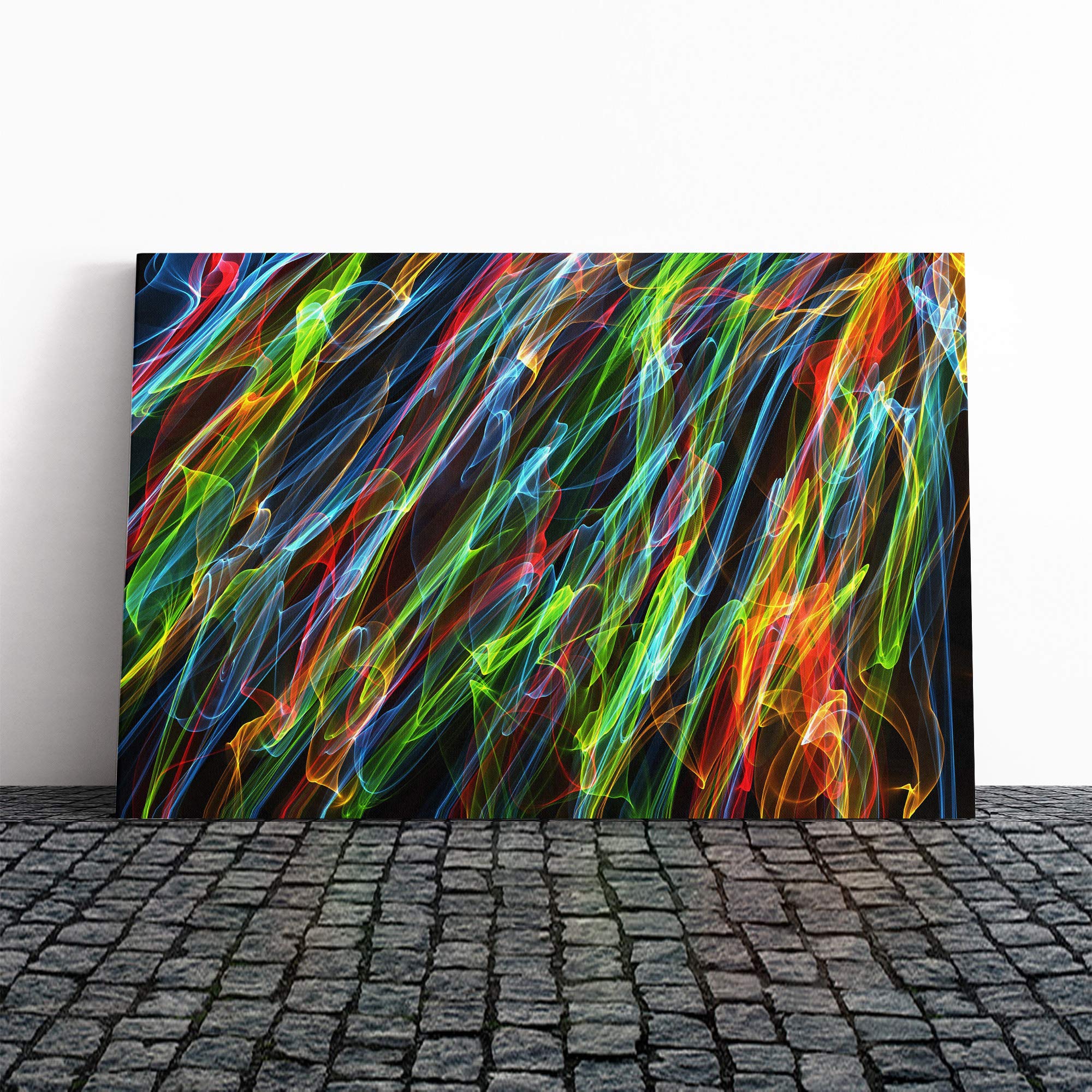 Rainbow Abstract Smoke and Flames (6) Canvas Print | Gallery Wrapped 30mm Frame Wall Art | 30x20 inches | Ready to Hang | Abstract Rainbow Picture | Living Room Bedroom Lounge Office