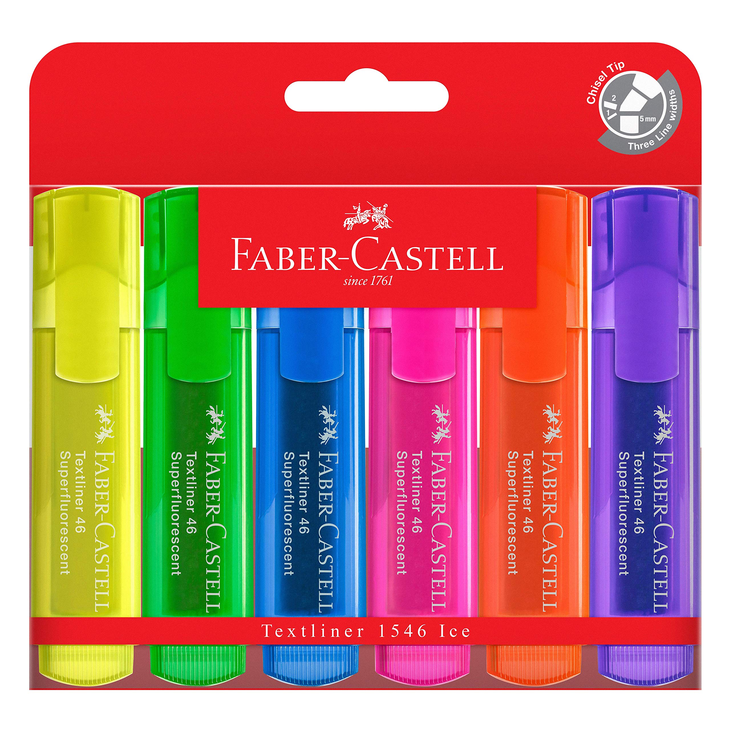 Faber-Castell 57-4802-06 Textliner 46 Ice Superfluorescente, 6 unidades