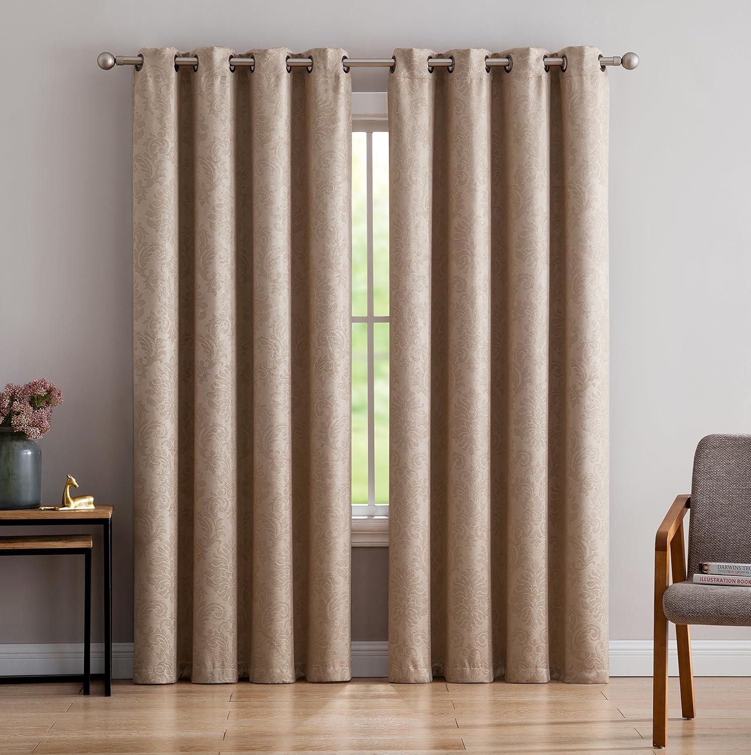 Linen Zone Pair of Extra Long Brown Bedroom Curtains. These