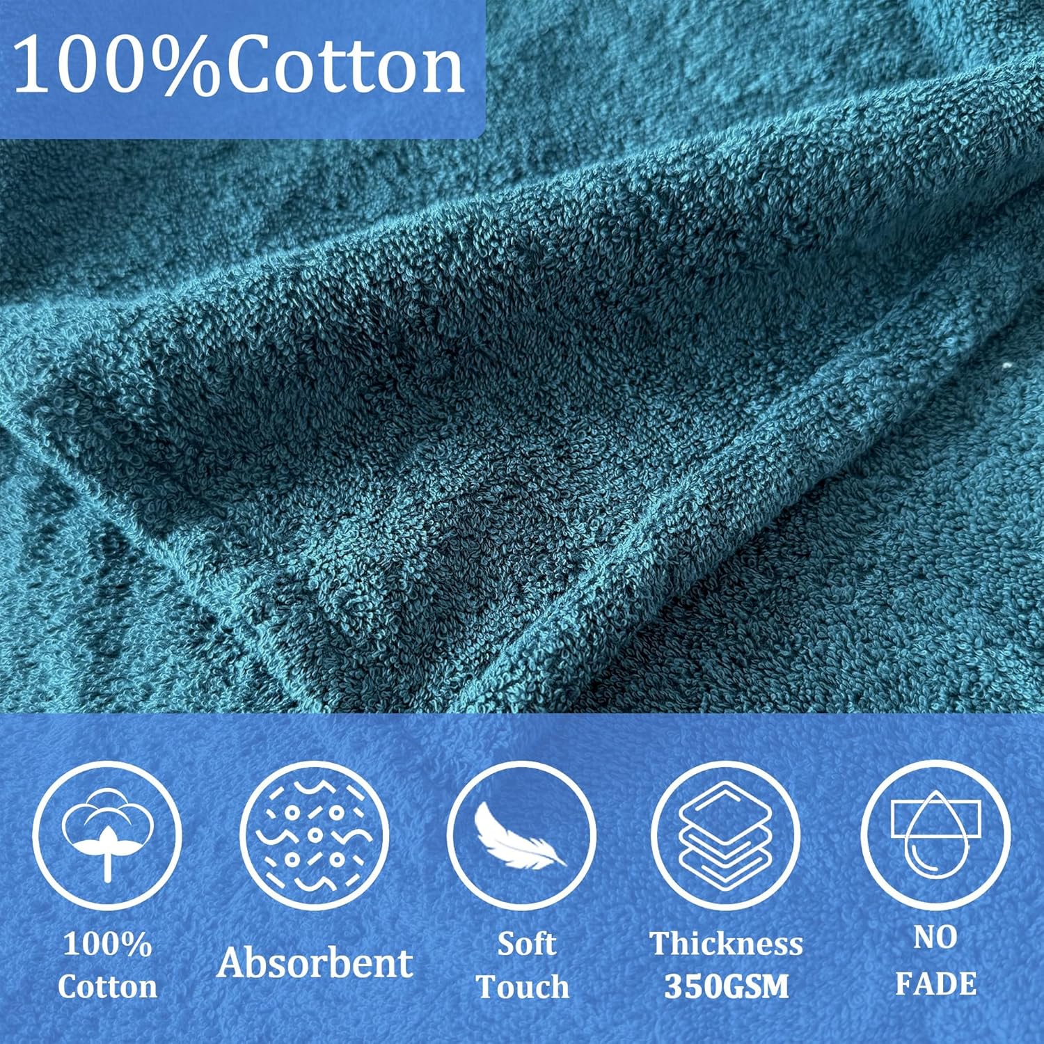 VOOVA & MOVAS Hooded Towel Poncho for Adults | Teens(41"X37"),100% Cotton Terry Cloth | Ultra-Absorbent Oversized Hooded Towel with Pocket for Men | Women Cover-Up for Pool, Beach, Bath | Aqua - Image 4