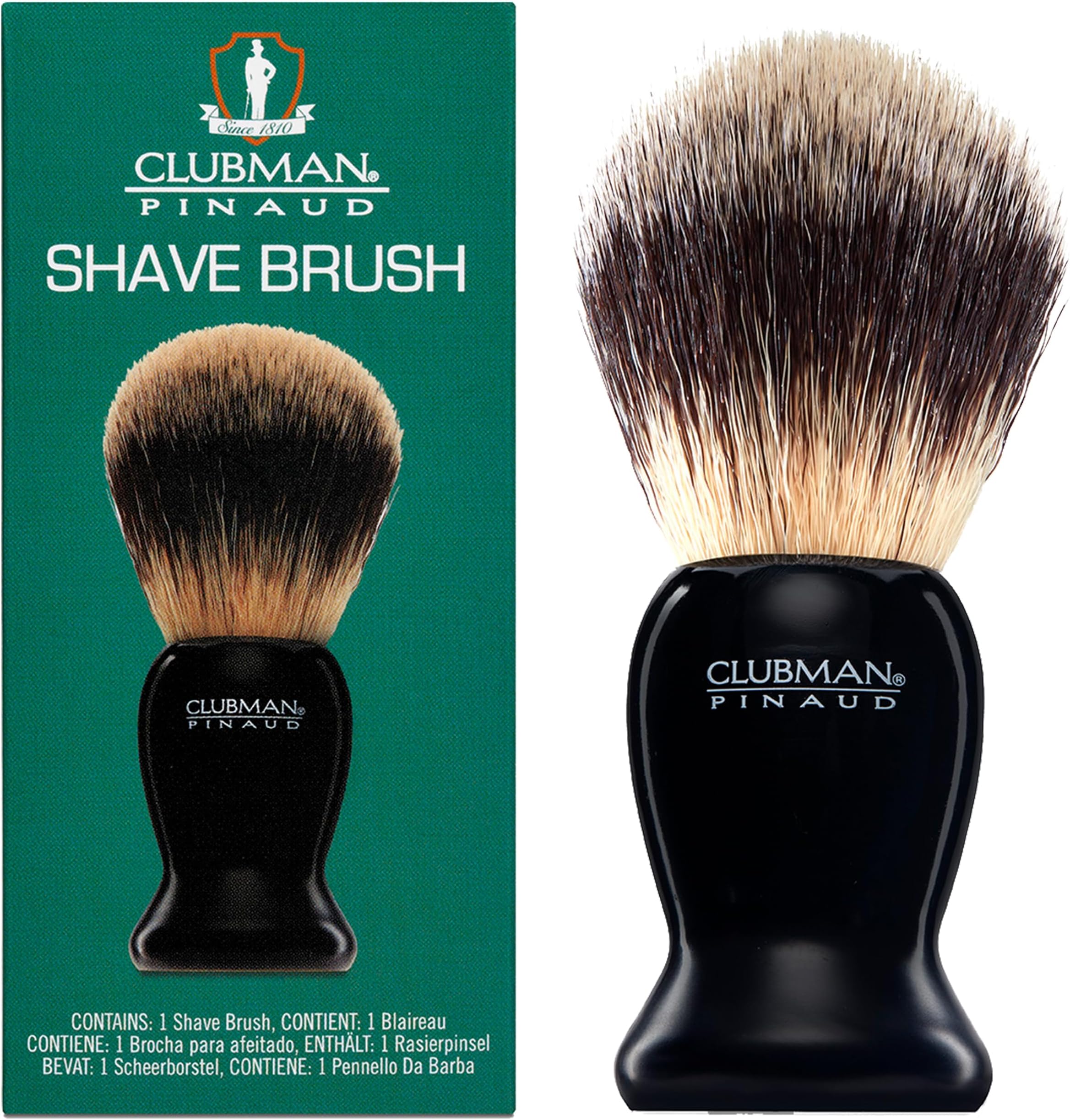Clubman Pinaud Shave Brush – Classic Shaving Brush for Men, Soft Bristles, Ideal for Lathering Shaving Soap, Black Handle, 1 Pack
