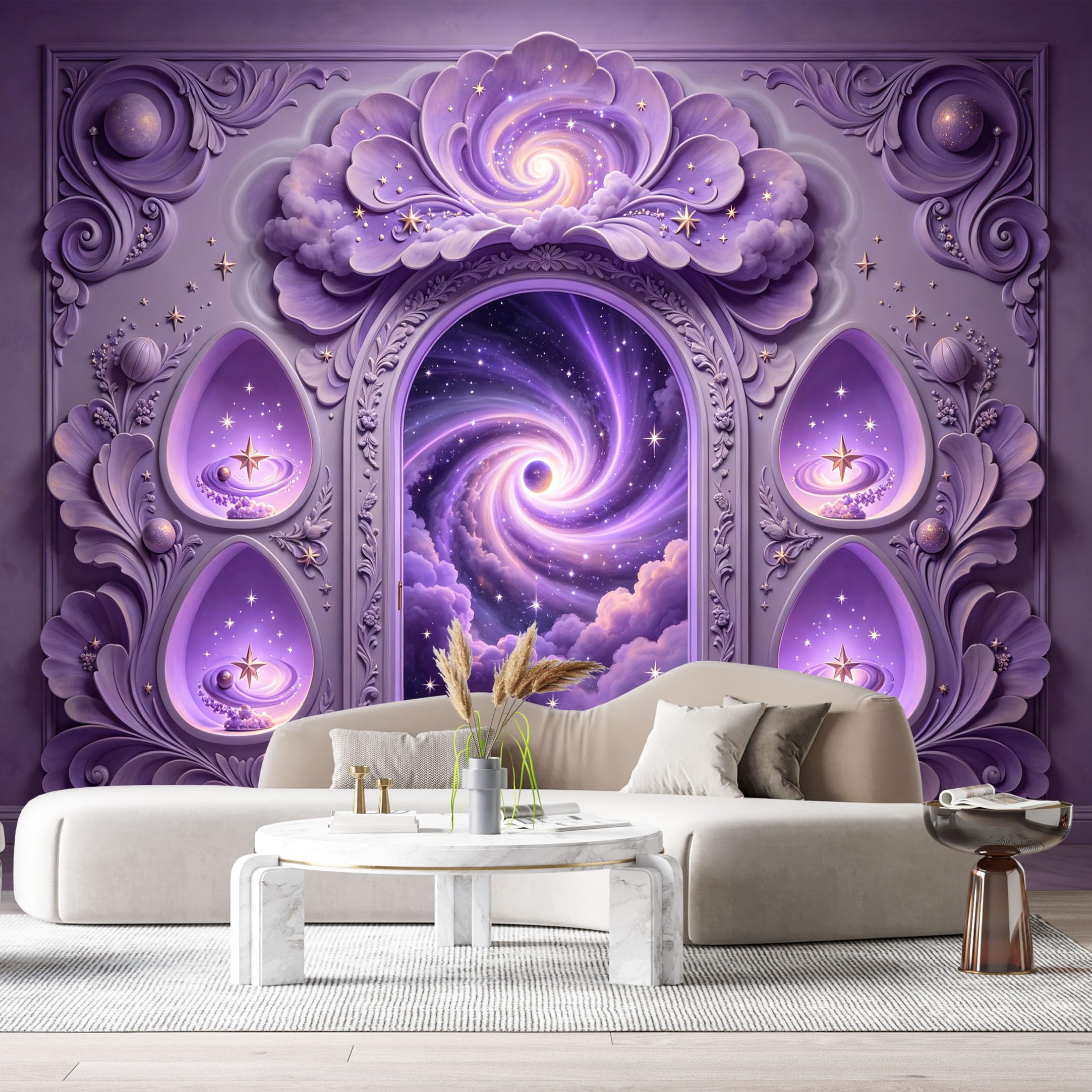 Custom Size Wall Murals Mystical Doorway Cosmic Nebula Abstract 3D Trompe L'Oeil SelfAdhesiveWall Fabric Removable Wallpaper Wall Decor for Living Room Bedroom Bathroom