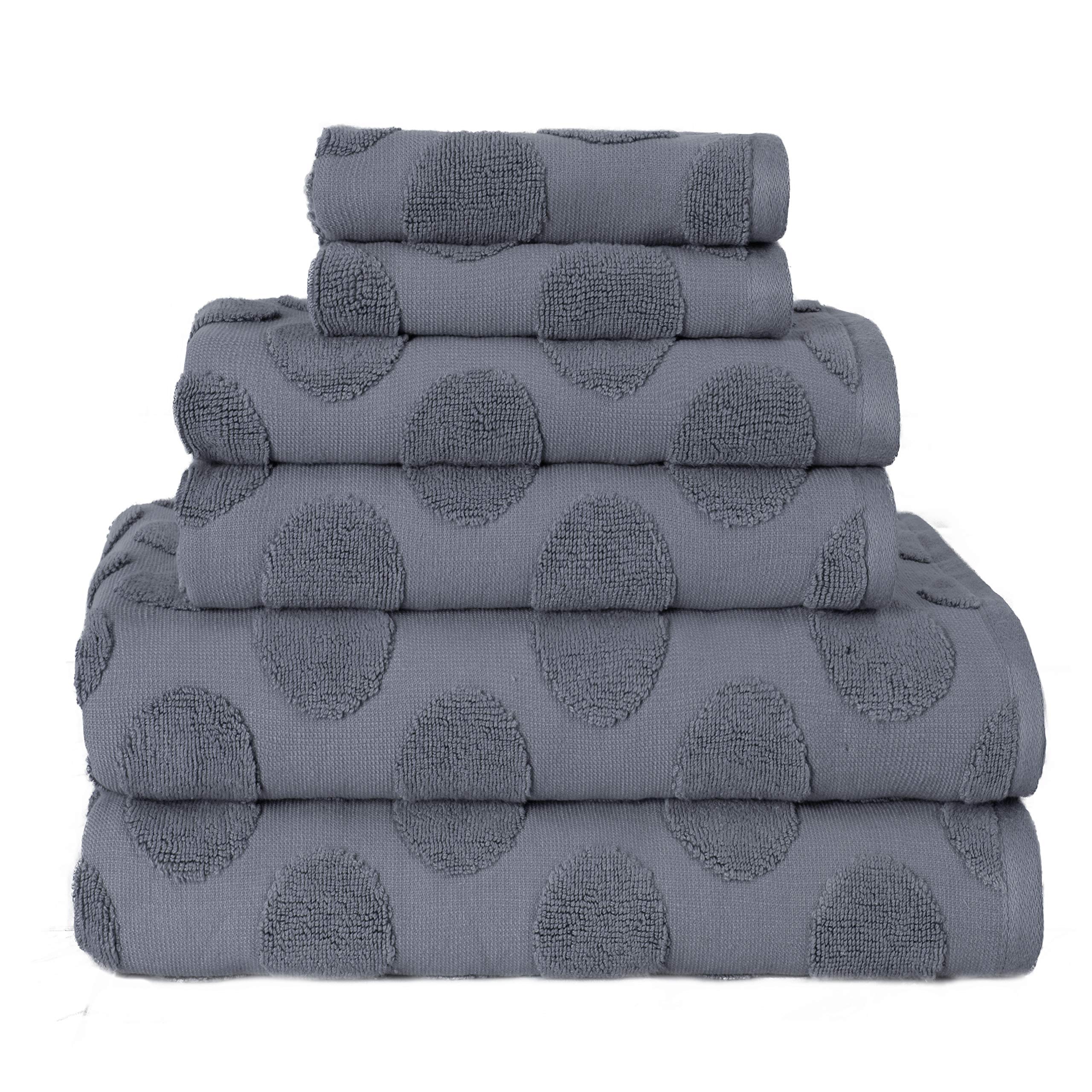 ADI Terry Circles Bath Towels, 6 Piece, Grey