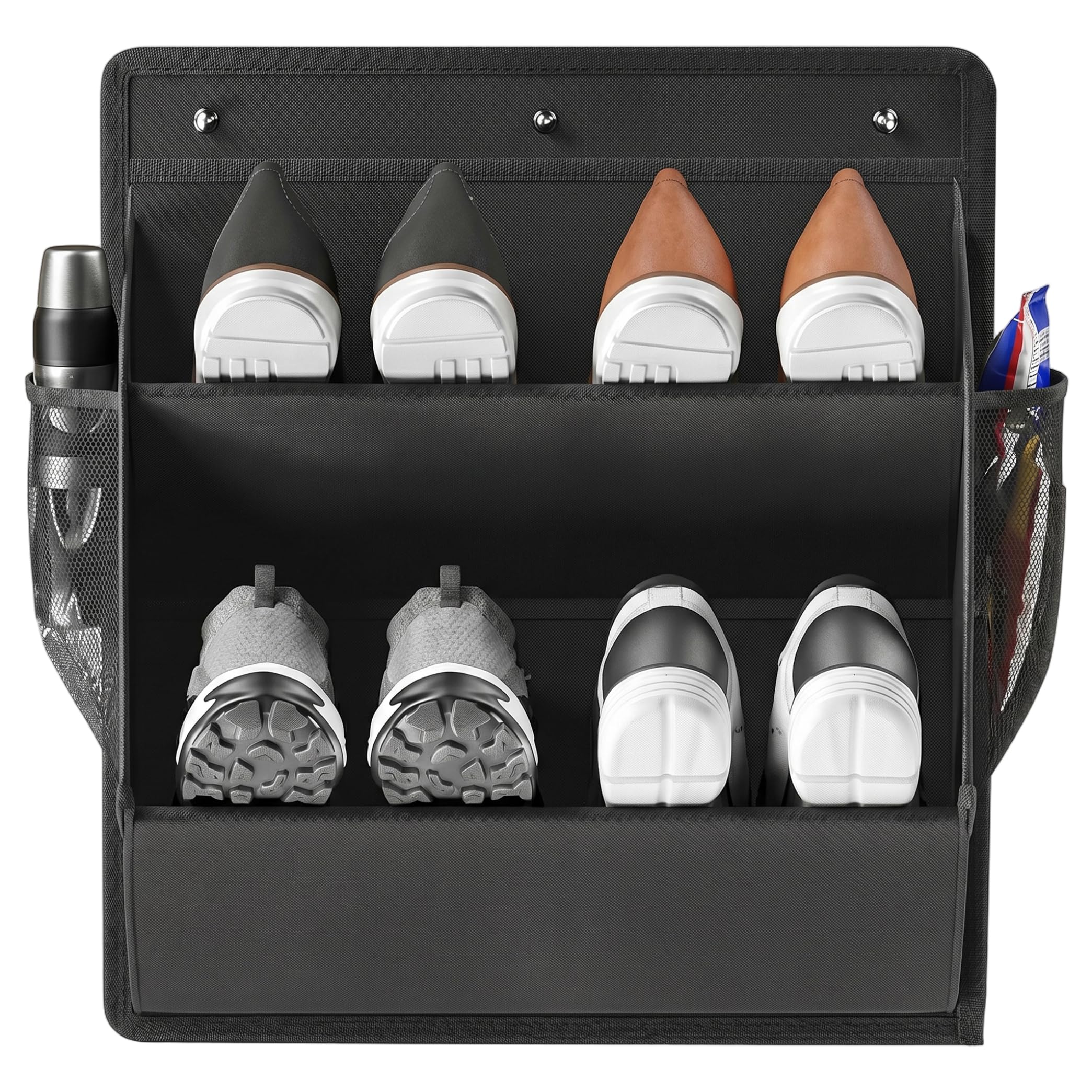 Syglawnd Wall Mounted Shoe Rack, Portable Hanging Shoe Storage Organizer with Sticky Adhesive for Rvs, Boots & Footwear, Black, Wall Mount Rack