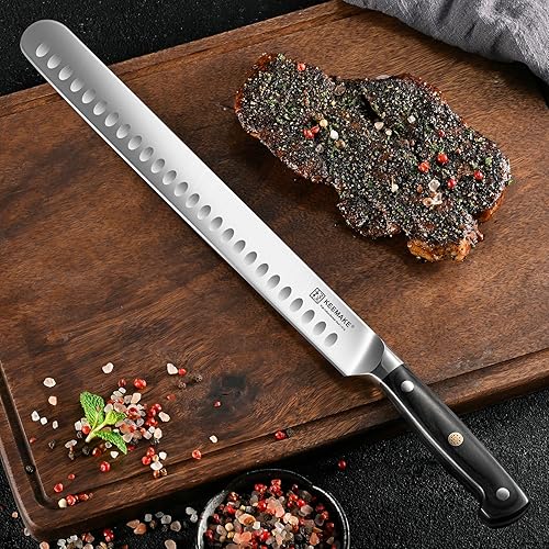 Vista 15 de KEEMAKE Juego de cuchillos para tallar barbacoa, cuchillo de carnicero de 10 pulgadas y cuchillo de afilar de 10 pulgadas para cortar carne, acero