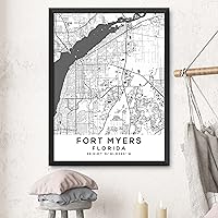 Vista 3 de Mapa de Fort Myers, Florida, Light 2 (12x16)