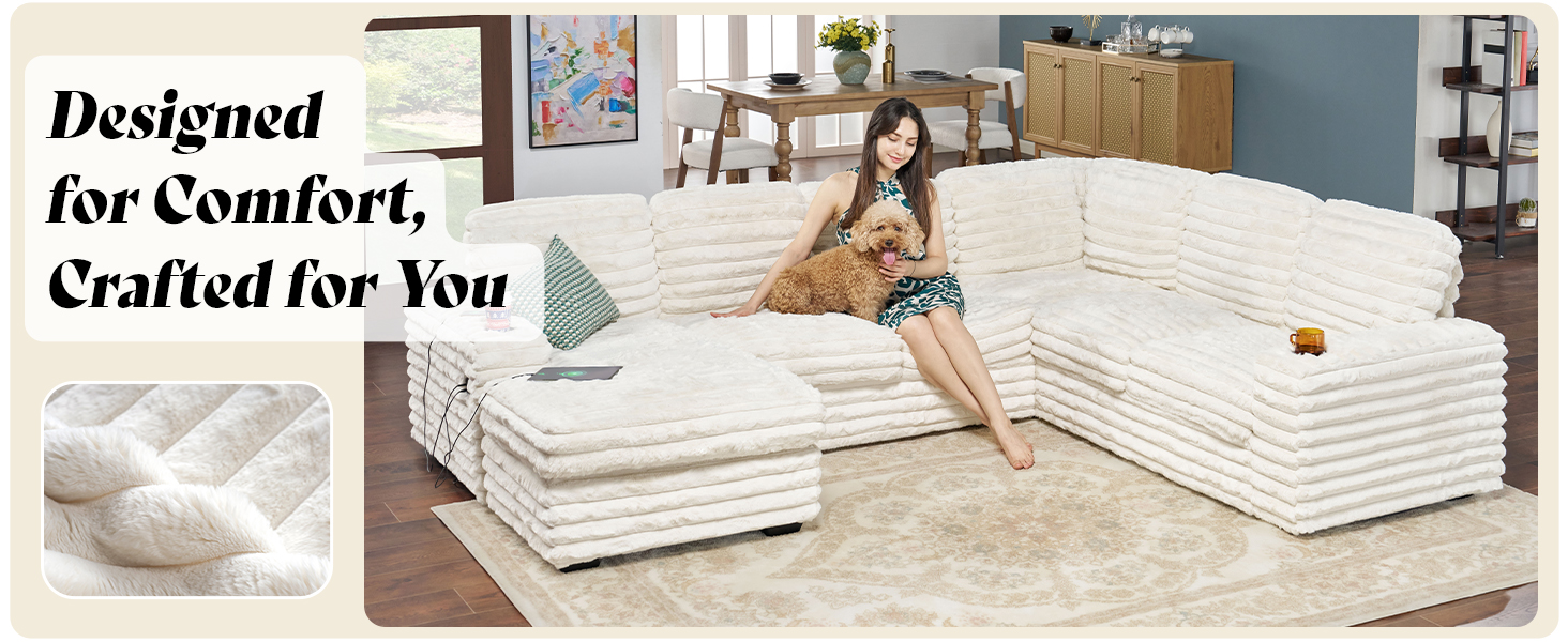 Amazon.com: AMERLIFE 112 Inch U Shaped Couch, Oversized Couch with 