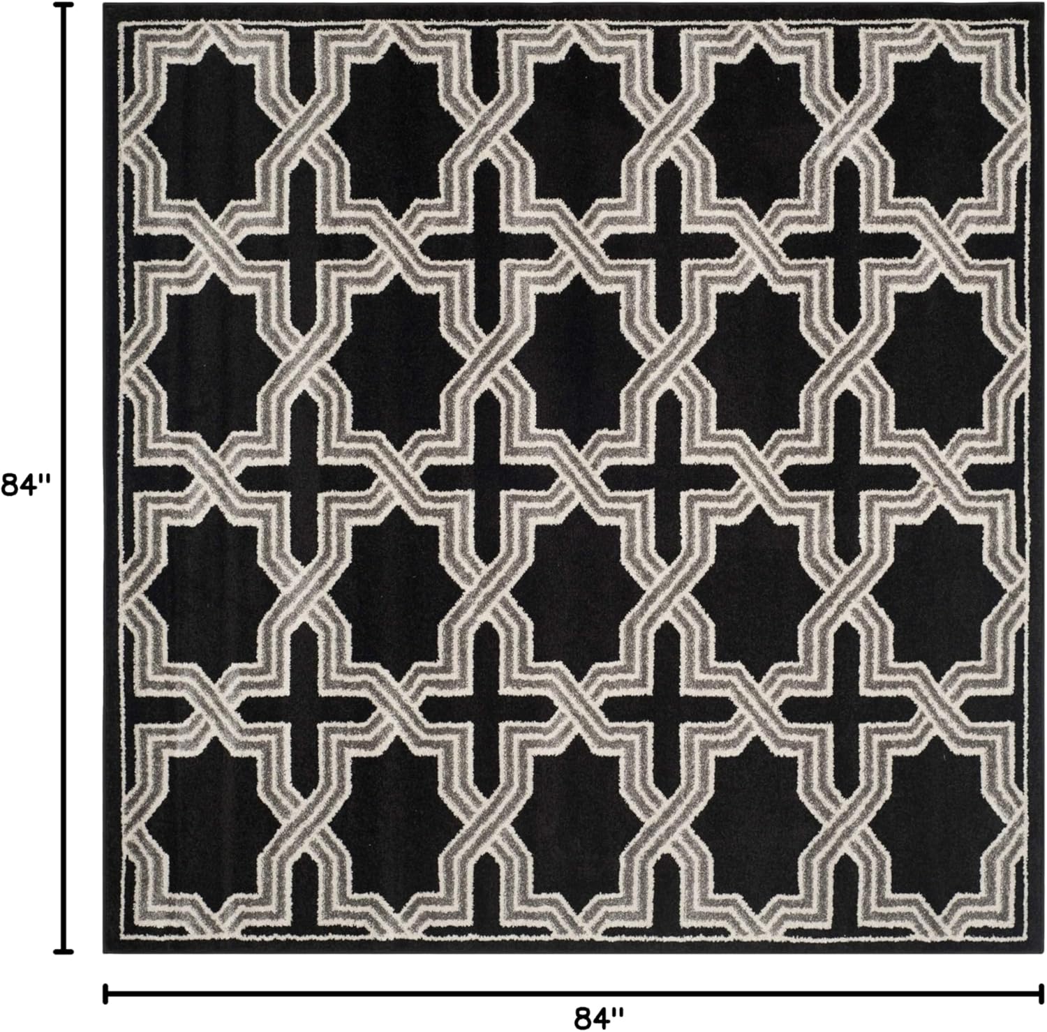 SAFAVIEH Amherst Collection Area Rug - 7' Square, Anthracite & Grey, Geometric Design, Non-Shedding & Easy Care, Ideal for High Traffic Areas in Living Room, Bedroom (AMT418L)