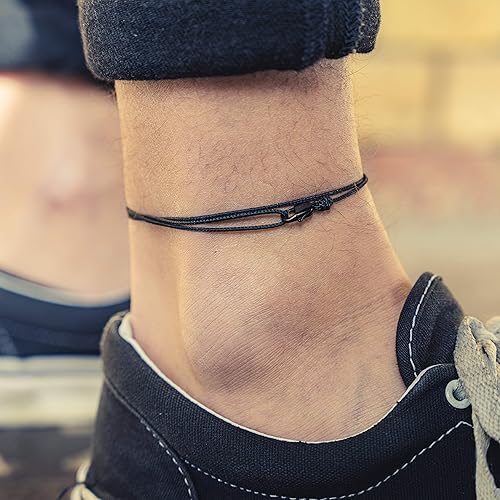 Miniatura 25 de Made by Nami Tobillera de surfista con cierre de gancho a presión, impermeable y ajustable, pulsera de tobillo fina para mujeres y hombres, joyería