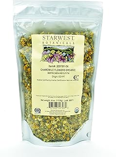 Starwest Botanicals Organic Chamomile Flower Whole (Egypt), 4 Ounces