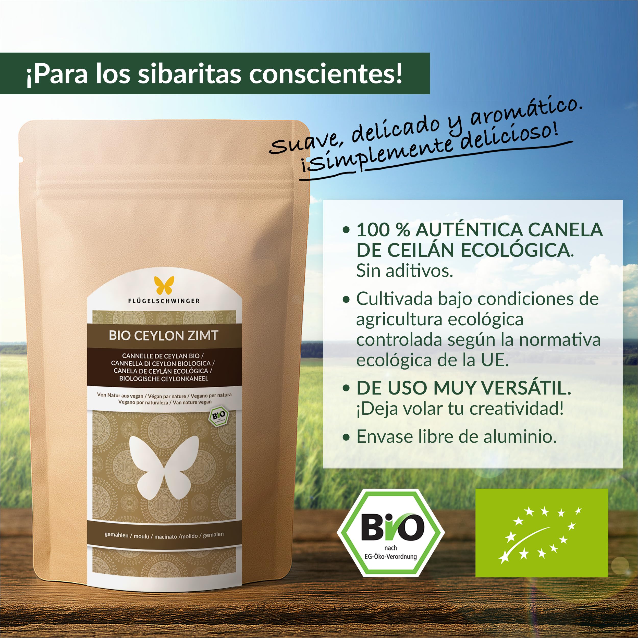 1 kg de canela de Ceilán ecológica, cultivada y producida según el estándar ecológico de la UE, sin aditivos (1000 g)