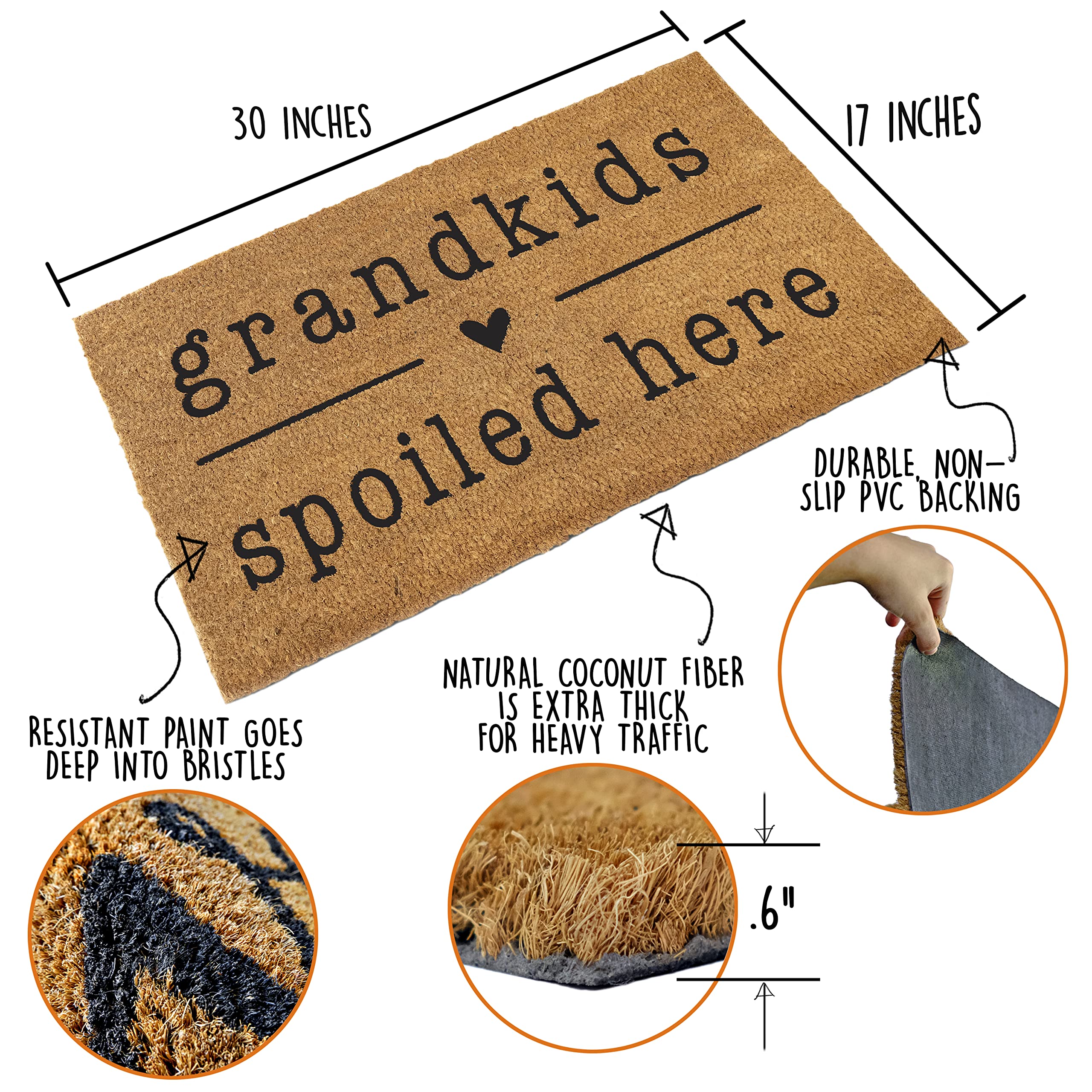 Grandkids Spoiled Here Doormat 30x17 Inch, Grandkids Doormat, Grandkids Door Mat