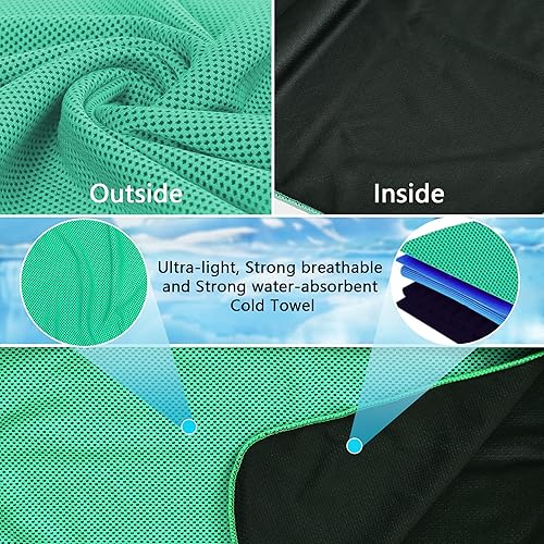 Miniatura 5 de Amgico Paquete de 10 toallas de enfriamiento para el cuello, toalla de hielo transpirable de 40 x 12 pulgadas, toalla de enfriamiento instantáneo