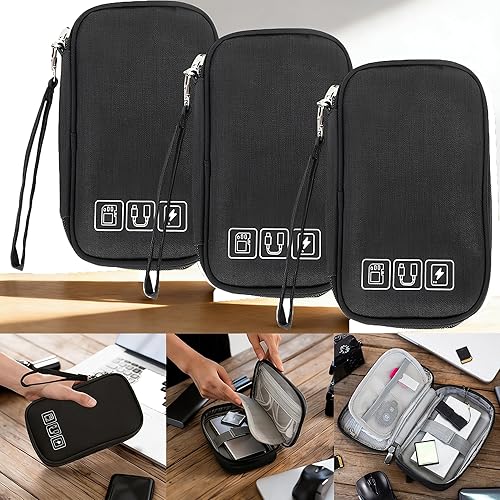 Bolsa organizadora de cables portátil de 3 piezas, bolsa pequeña para cables electrónicos, organizador de accesorios electrónicos, bolsa de