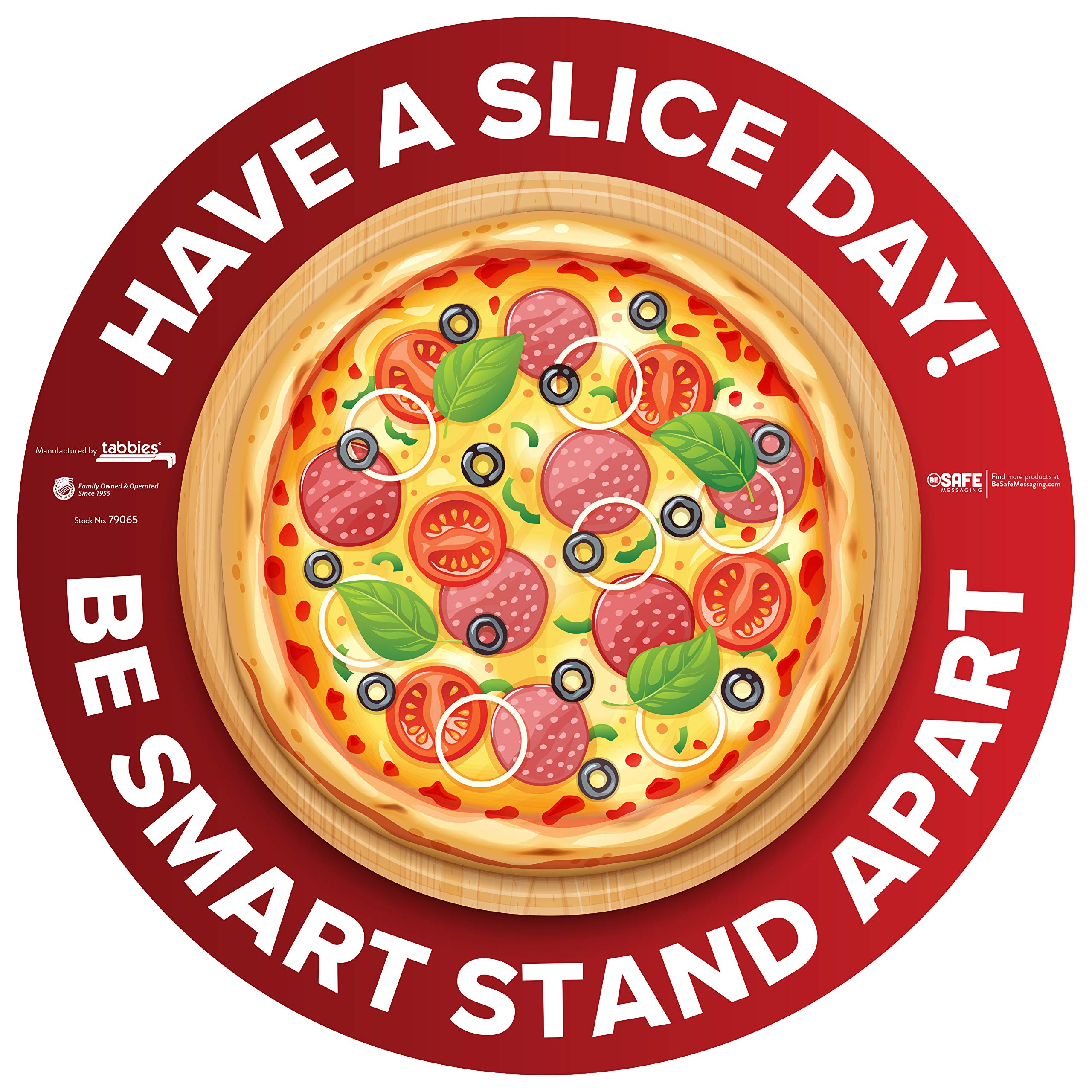 BeSafe Messaging "Be Smart Stand Apart" Pizza, paquete de 6 – 30,5 cm redondo, vinilo reposicionable antideslizante piso, comercial, pegatinas de huella de restaurante (paquete de 6)