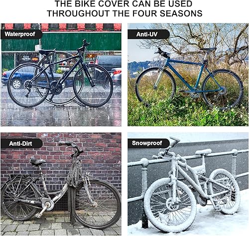 Miniatura 7 de Funda impermeable para bicicleta al aire libre, con agujero de bloqueo antirrobo, bolsa de transporte, lluvia, sol, polvo, viento, nieve, a prueba