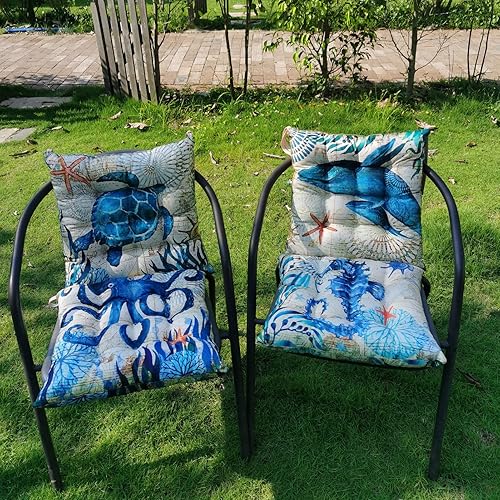 Miniatura 5 de ADK SKY Cojín de asiento de animales marinos para sillas de comedor, silla de oficina, automóvil, suelo, al aire libre, patio, lavable a máquina y