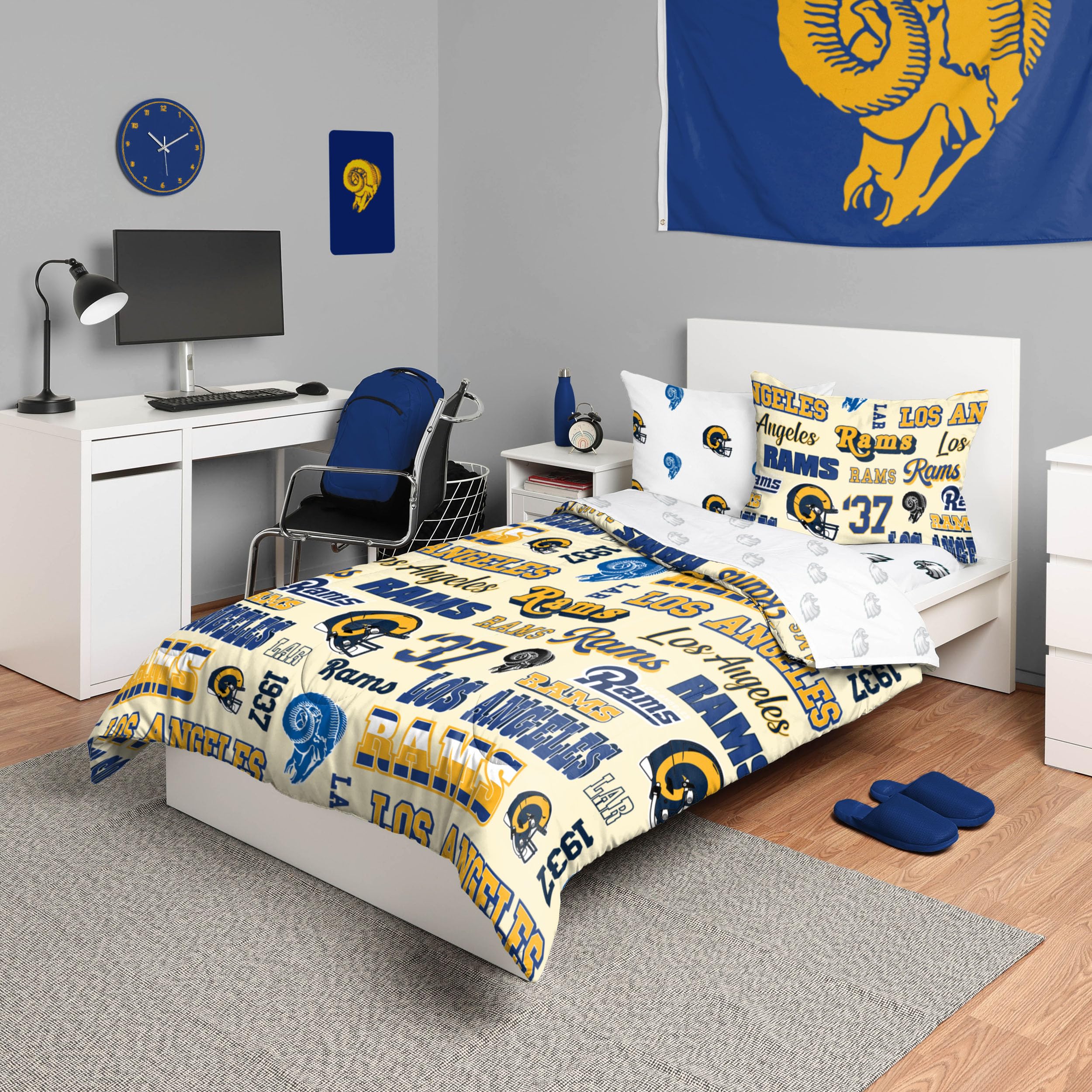 FOCO Unisex-Adult NFL Team Logo Bed in a Bag Comforter Sheets Pillow Cases Bedding 5-Piece Set