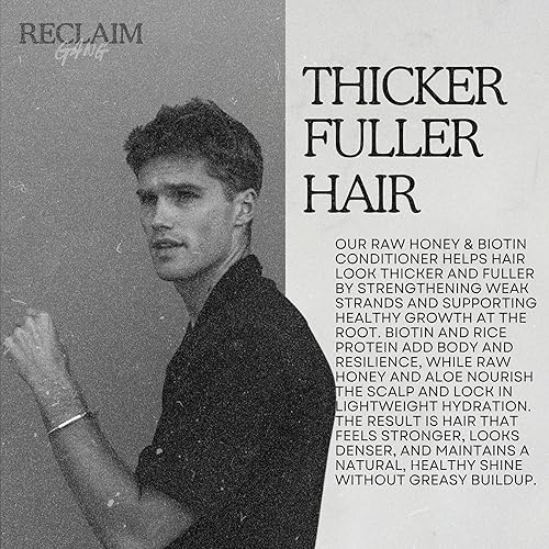Miniatura 3 de Acondicionador para el crecimiento del cabello con biotina y cafeína, engrosamiento y fortalecimiento natural, sin sulfato, miel cruda sin sulfato,