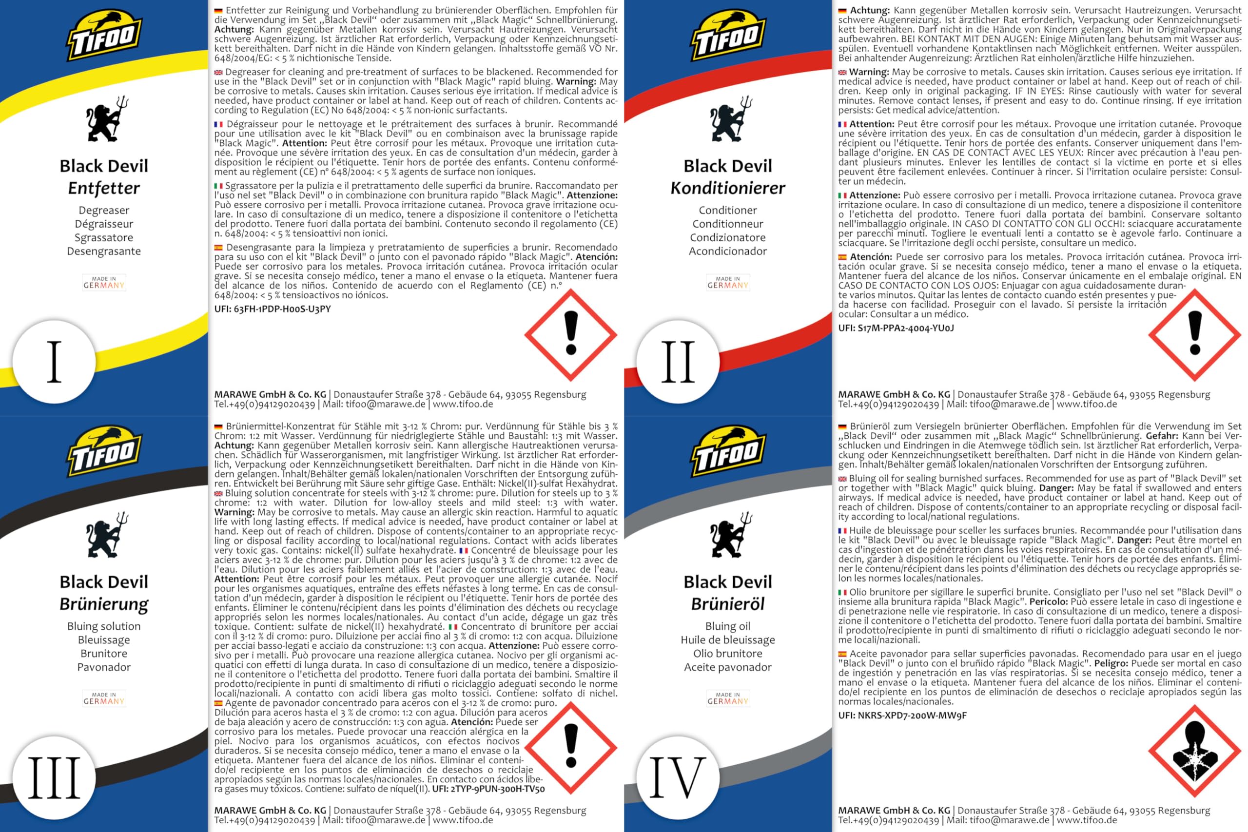 Kit de brunissage (4 x 250 ml) - Concentré de brunissage à froid à immersion