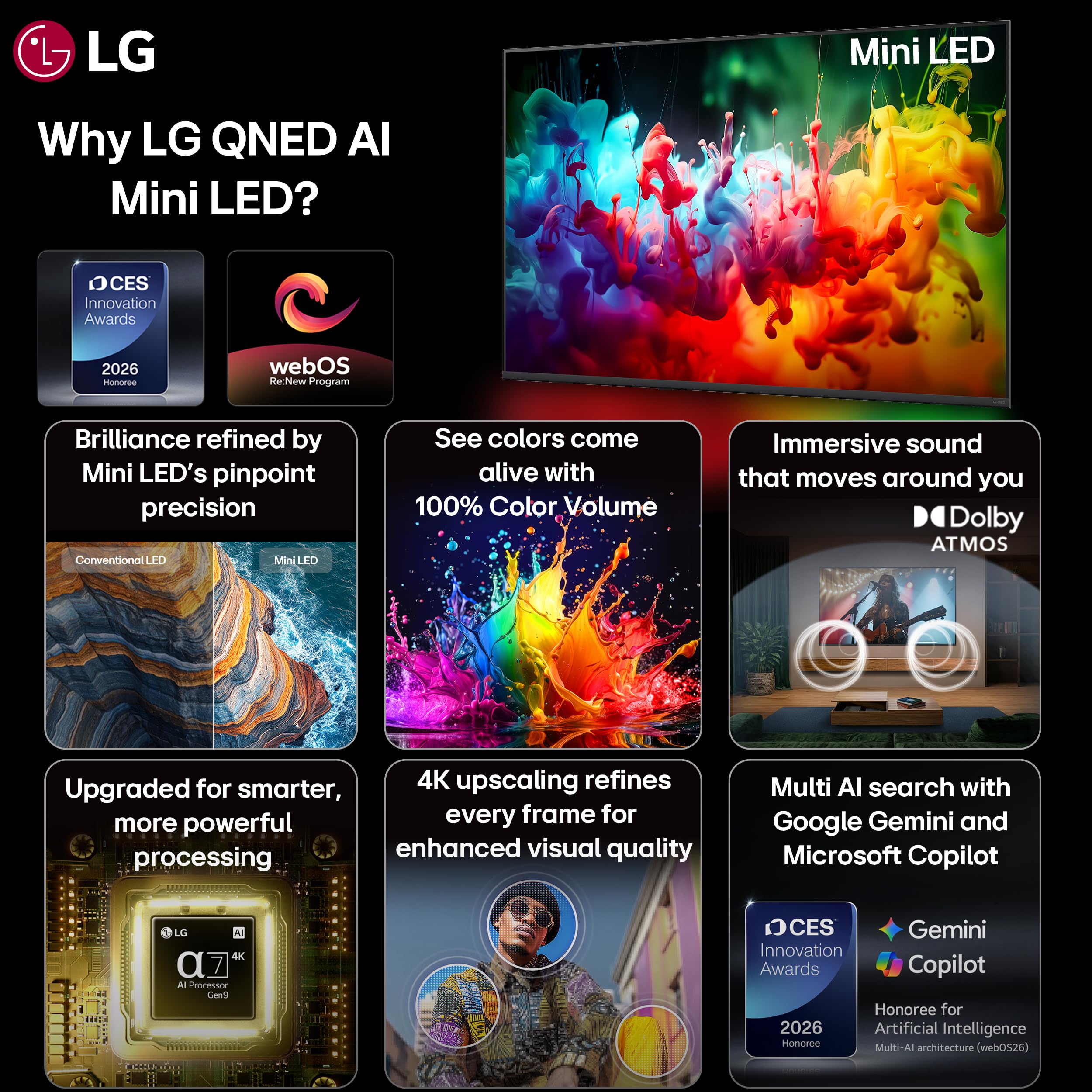 LG 164 cms (65 inches) Mini LED 4K Ultra HD (3840 x 2160) Smart webOS QNED Mini LED TV 65QNED65BLA 2026 — Amazon image 2