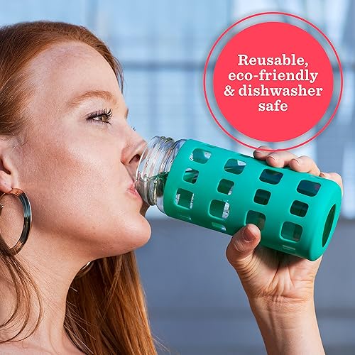 Miniatura 2 de Fundas de vidrio de silicona para botellas de agua, paquete de 6 soportes protectores de 16 a 18 onzas de capacidad, protección antideslizante para