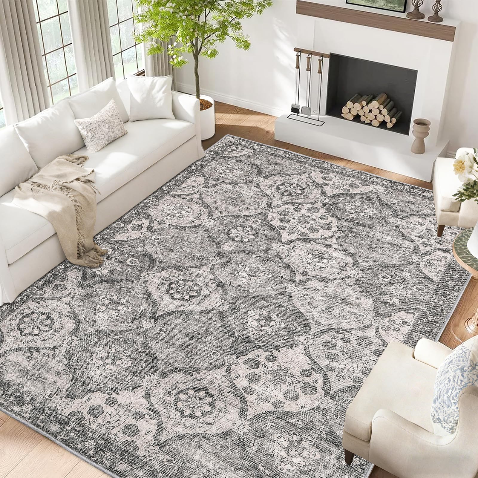 Fondream Large Rugs for Living Room, 200x300cm Machine Washable Non-Slip Area Rug – Low Pile, Non-Shedding, Pet Friendly, Soft Carpet for Bedroom Kitchen — image 1