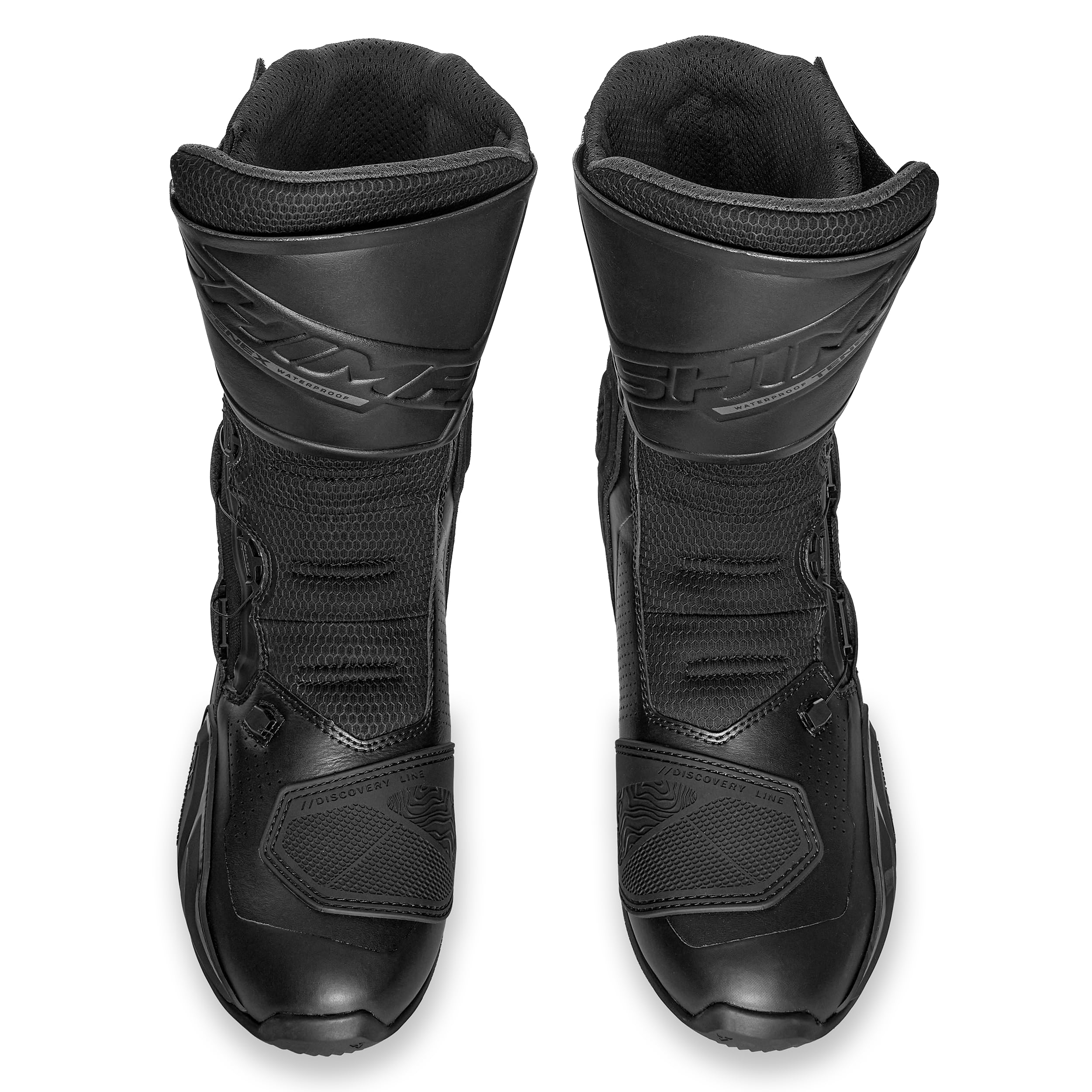 SHIMA Tenex WP Botas Moto Hombre Cuero Impermeable Atop Zapatos Todo El Año Calzado Motorista Baja Adventure Velcro Protección Tobillo Motocicleta Trail (Masculinos Impermeable, Negro, 43)