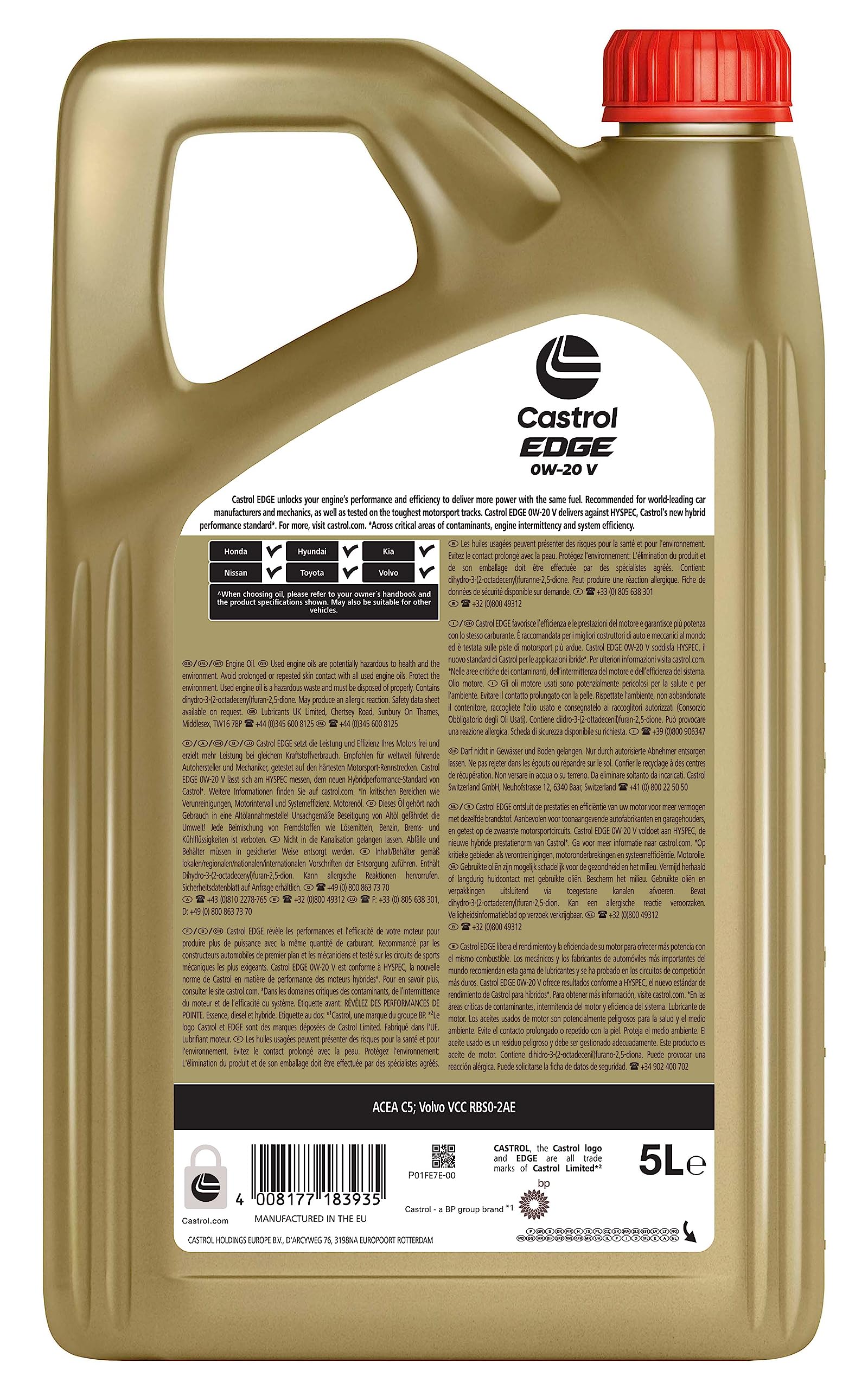 Castrol EDGE 0W-20 V Motoröl, 5L