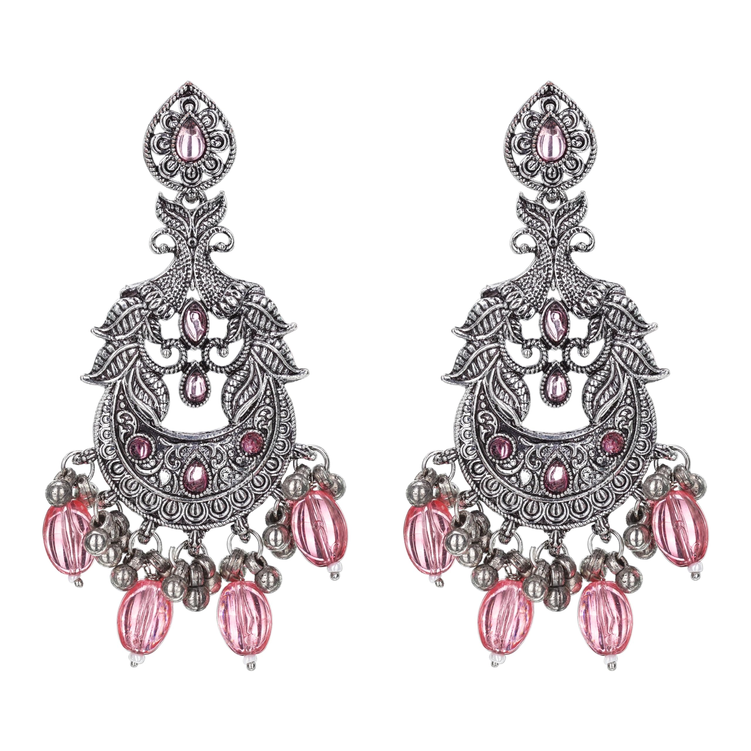 GlammTank Antique Fancy Oxidised Tone Kundan & Pearl Jhumki Drops Earring For Women Gils (Black Pink) (B0CV4GJD83) Amazon Price History, Amazon Price Tracker