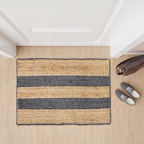 Vista 87 de HOMEMONDE Alfombra redonda de yute natural de 6 pies, tejida a mano, reversible, vintage, rústica, bohemia, respetuosa con el medio ambiente