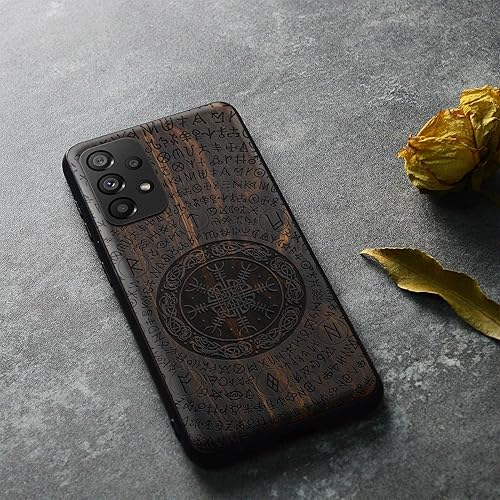 Miniatura 4 de Carveit Funda de madera para Samsung Galaxy A53 5G madera natural y TPU suave negro a prueba de golpes, funda de madera única compatible con Galaxy