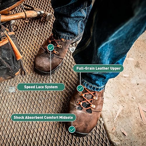 Miniatura 6 de Danner Vicious - Botas de trabajo con punta compuesta de 4.5 pulgadas para hombre, cuero de grano completo con forro Gore-Tex transpirable, sistema