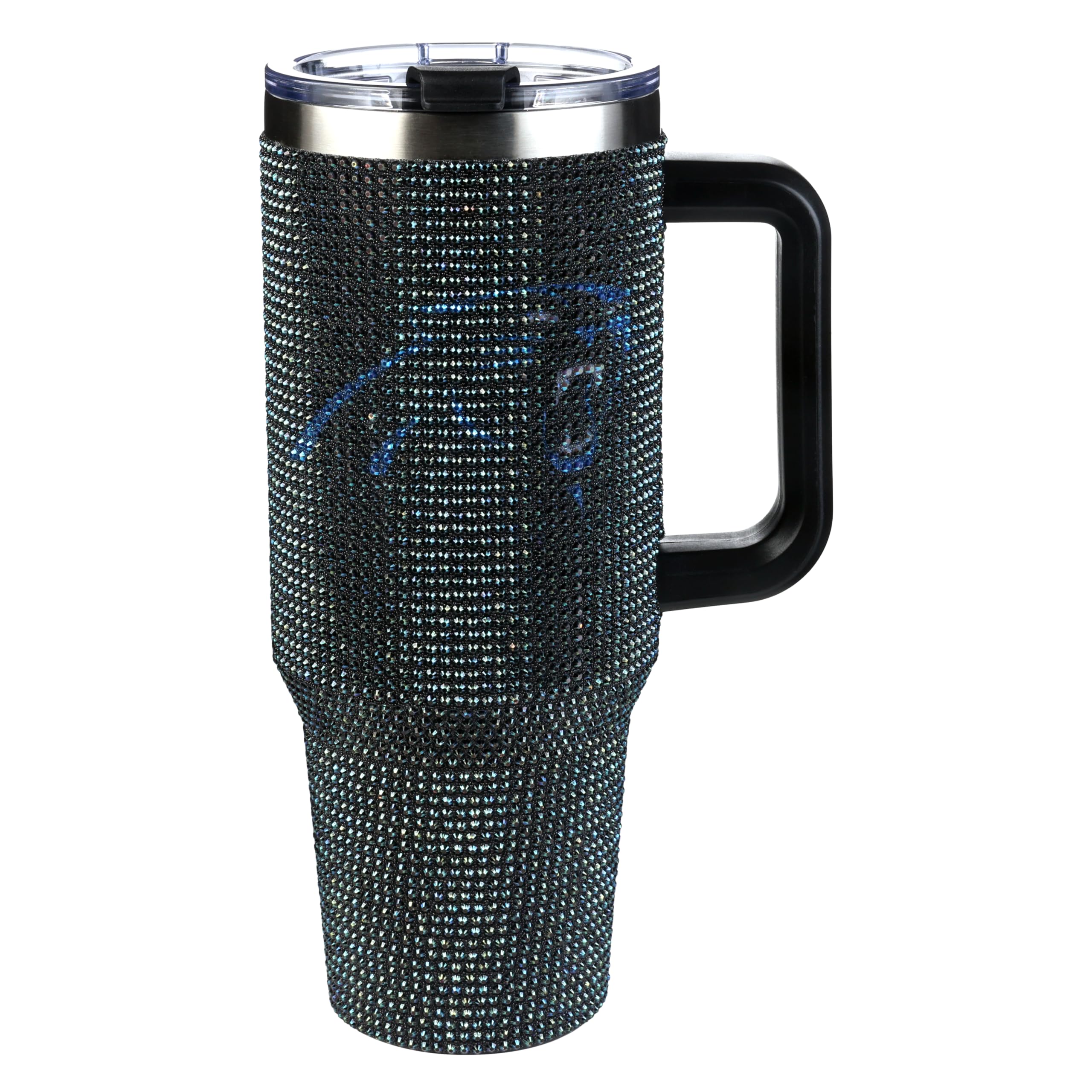 The Memory Company Officially Licensed 40oz TC Bling Game Day Tumbler with Vintage Logo, Carolina Panthers