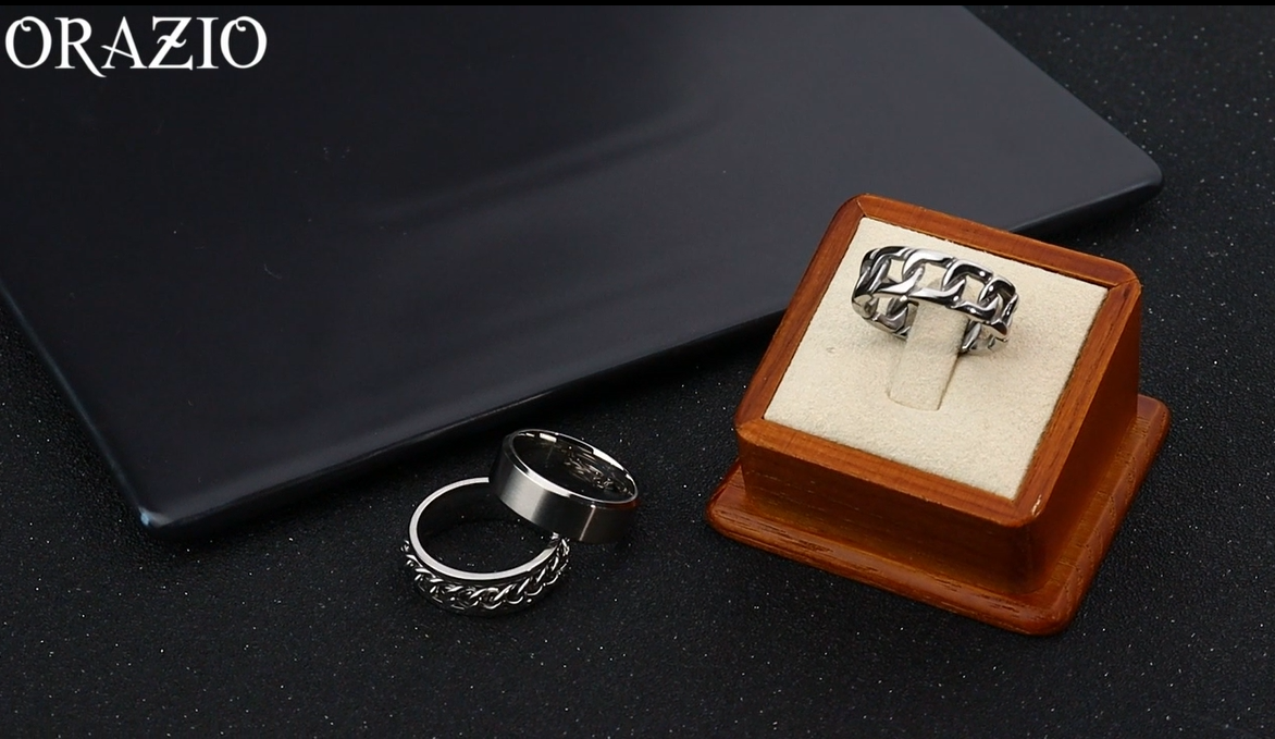 ORAZIO Mens Rings 3Pcs Silver Rings for Men Women Stainless Steel