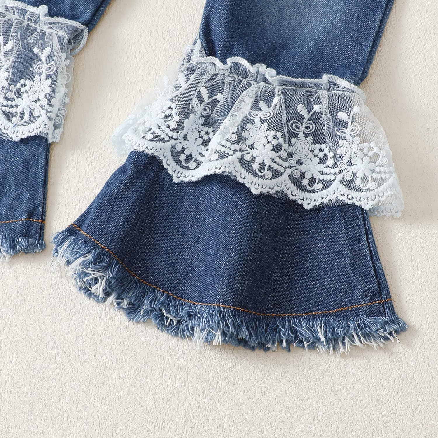 XUANHAO Baby Girl Clothes 12 18 24 Months Outfits For Infant Toddler Denim Girls' Clothing Ruffle Top Ripped Jeans Pant Sets - Image 6