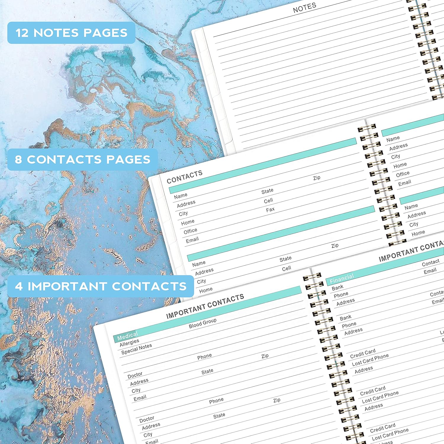 2022 Monthly Planner - 18-Month Planner with Tabs & Pocket, Contacts and Passwords, 9" x 11", Thick Paper, Jul. 2021 - Dec. 2022, Twin-Wire Binding - Gilding by Artfan : Office Products