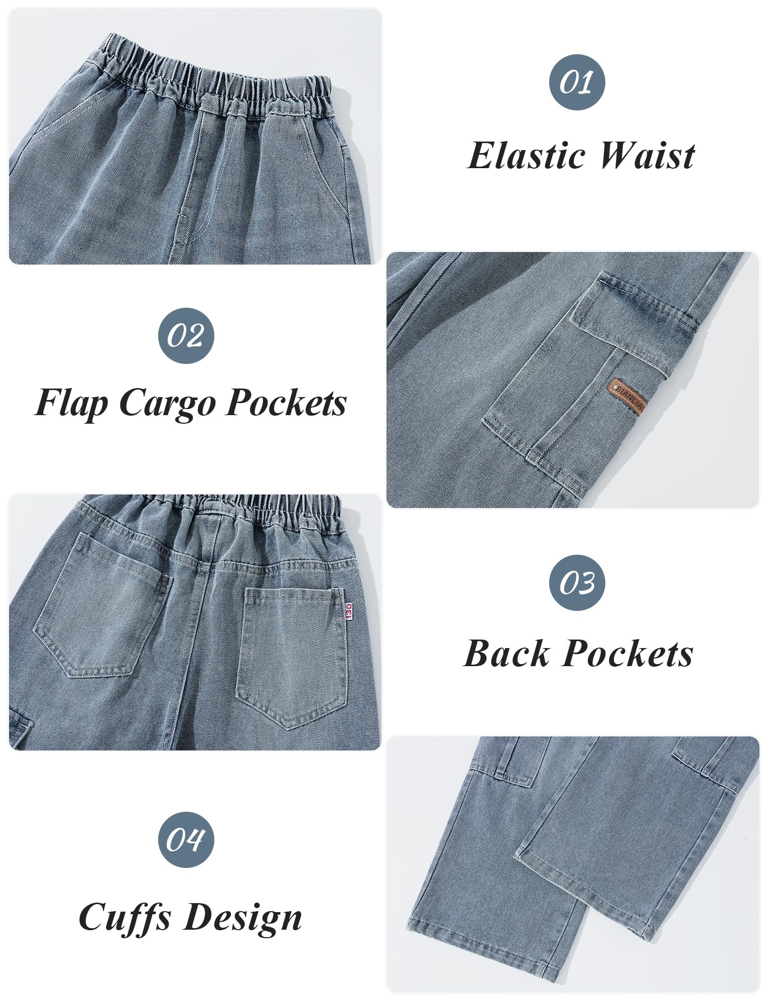 Happy Cherry - Baggy Jeans chłopięce szerokie spodnie dżinsowe chłopięce Y2K Streetwear Spodnie dziecięce Nastolatek Hip Hop Streetwear Casual na lato Wiosna Jesień Zima - 110-164