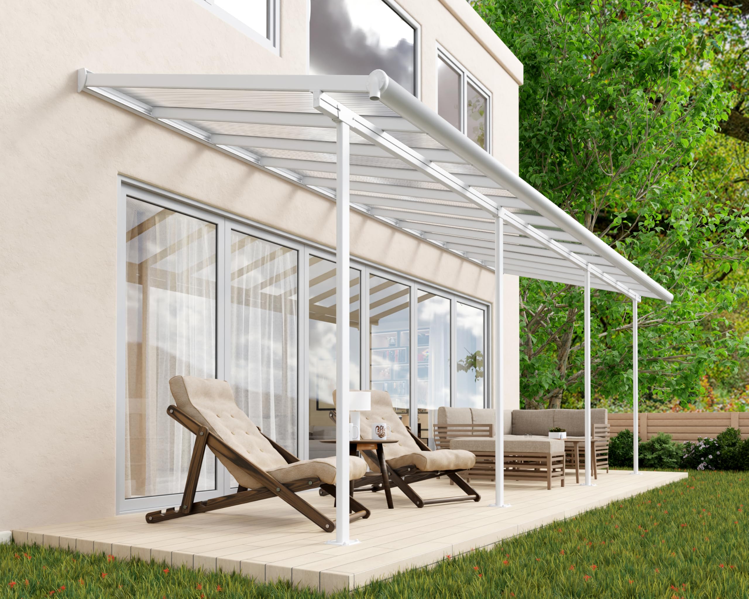 Canopia by Palram Pergola Sierra 15 m² en Aluminium Et Polycarbonate, Moderne & Élégante, pour Couvrir Une Terrasse Toute L’année (Blanc)