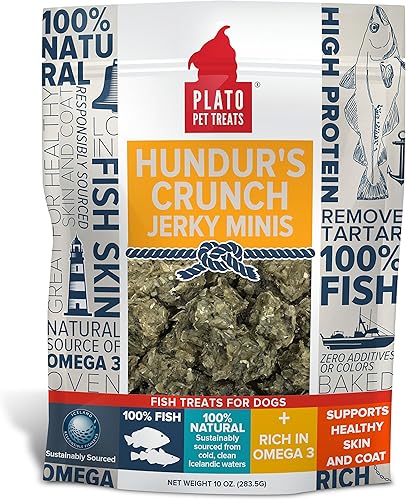 PLATO Hundur's Crunch Jerky Minis 10oz, Natural (859554001397)