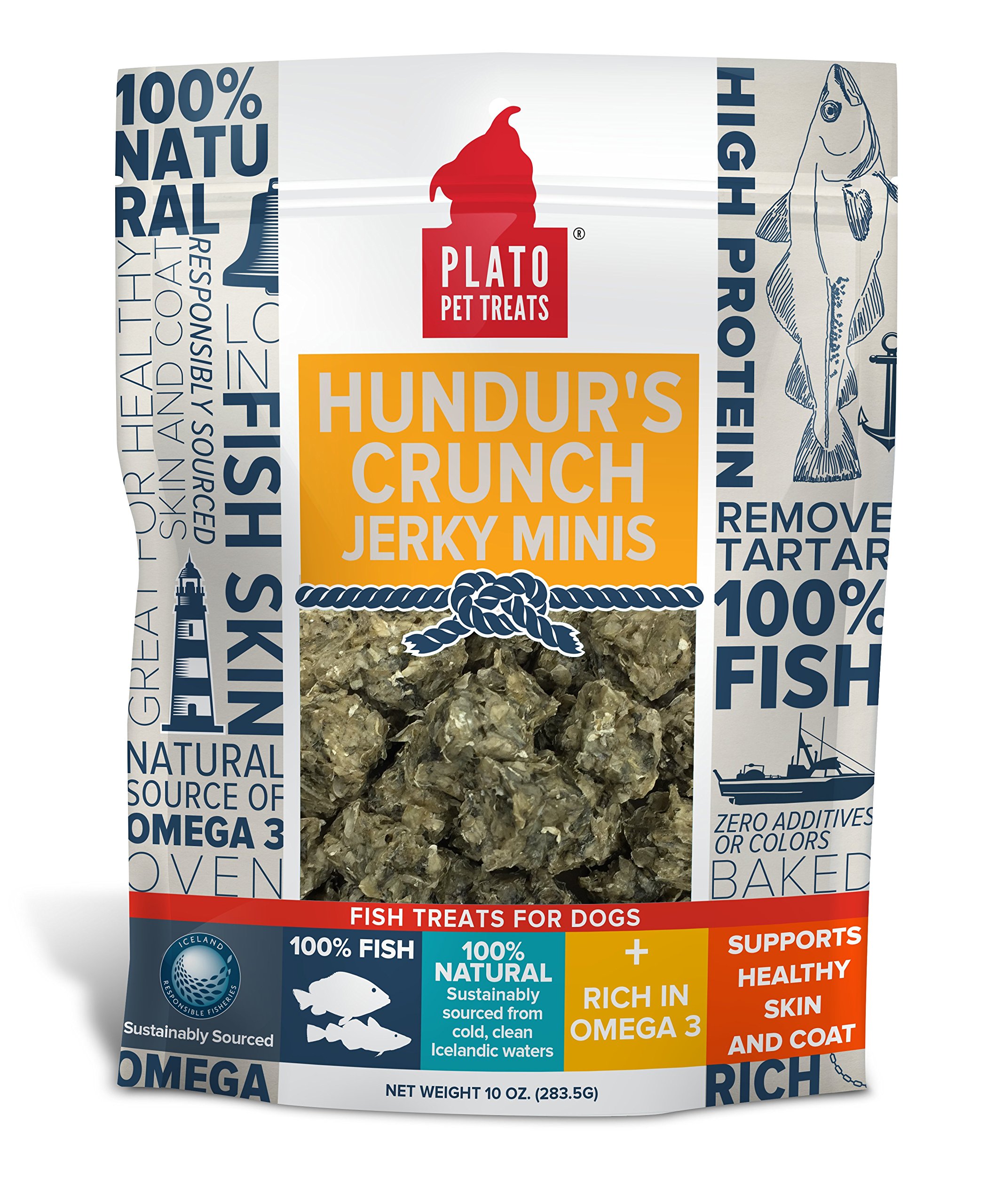 PLATO Hundur's Crunch Jerky Minis 10oz, Natural (859554001397)