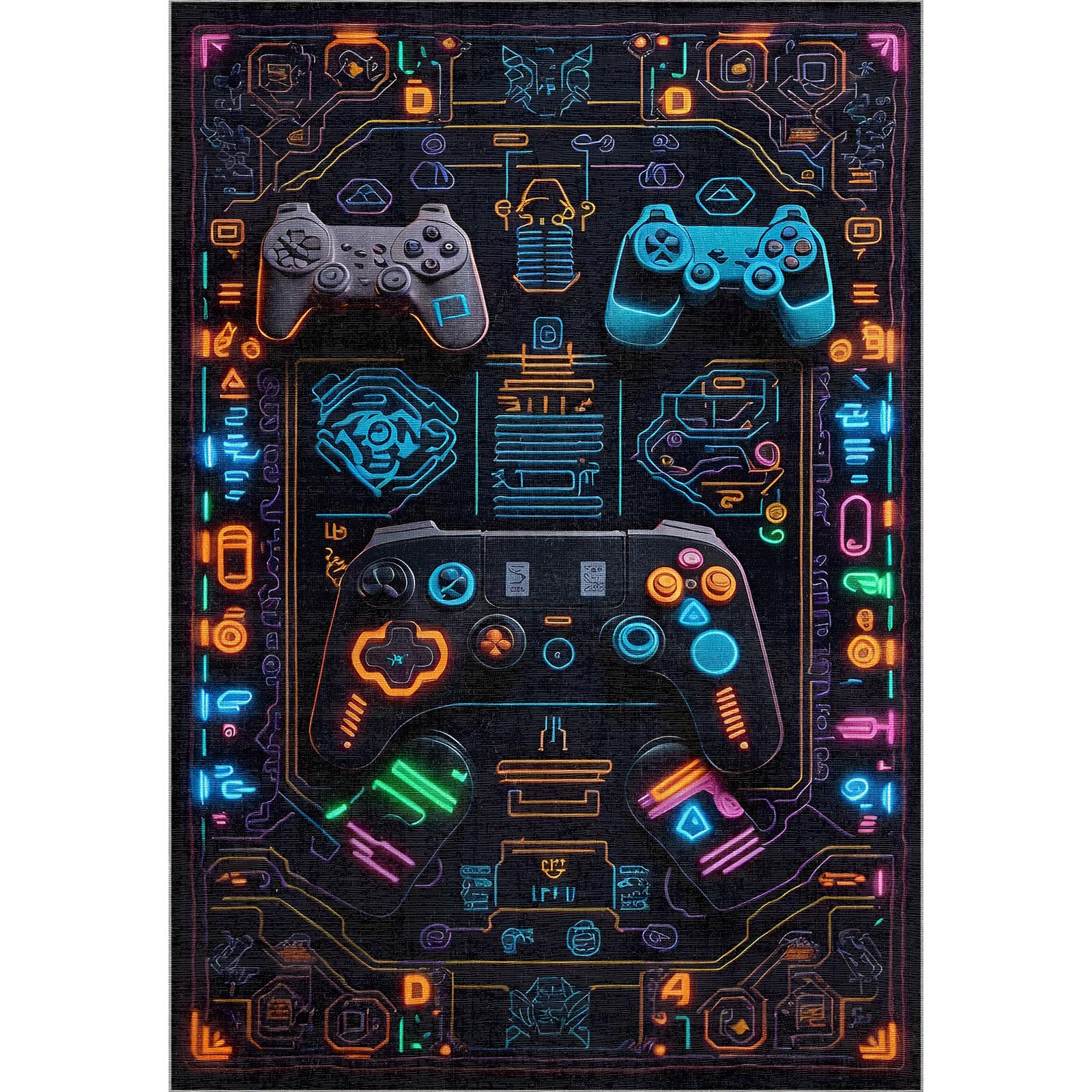 bamyum Blackcat Gamer Bedruckter Teppich Chenille-Druck Maschinell Hergestellt für Spielzimmer, Gamer-Teppiche für Schlafzimmer, Videospiel Waschbarer Gaming-Teppich 120Xx180